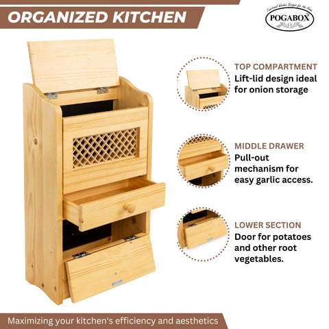 POGABOX™ Classic Potato, Onion, Garlic, Vegetable Storage Bin for Kitc