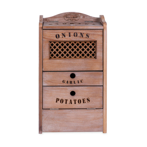 POGABOX™ Classic Potato and Onion Storage Bin for Kitchen Organization| Wooden Vegetable Storage Box | Onion and Potato Storage Bins for Pantry | Onion Storage for Kitchen Mountable on Wall Floor or Pantry - RUSTIC TIRAMISU