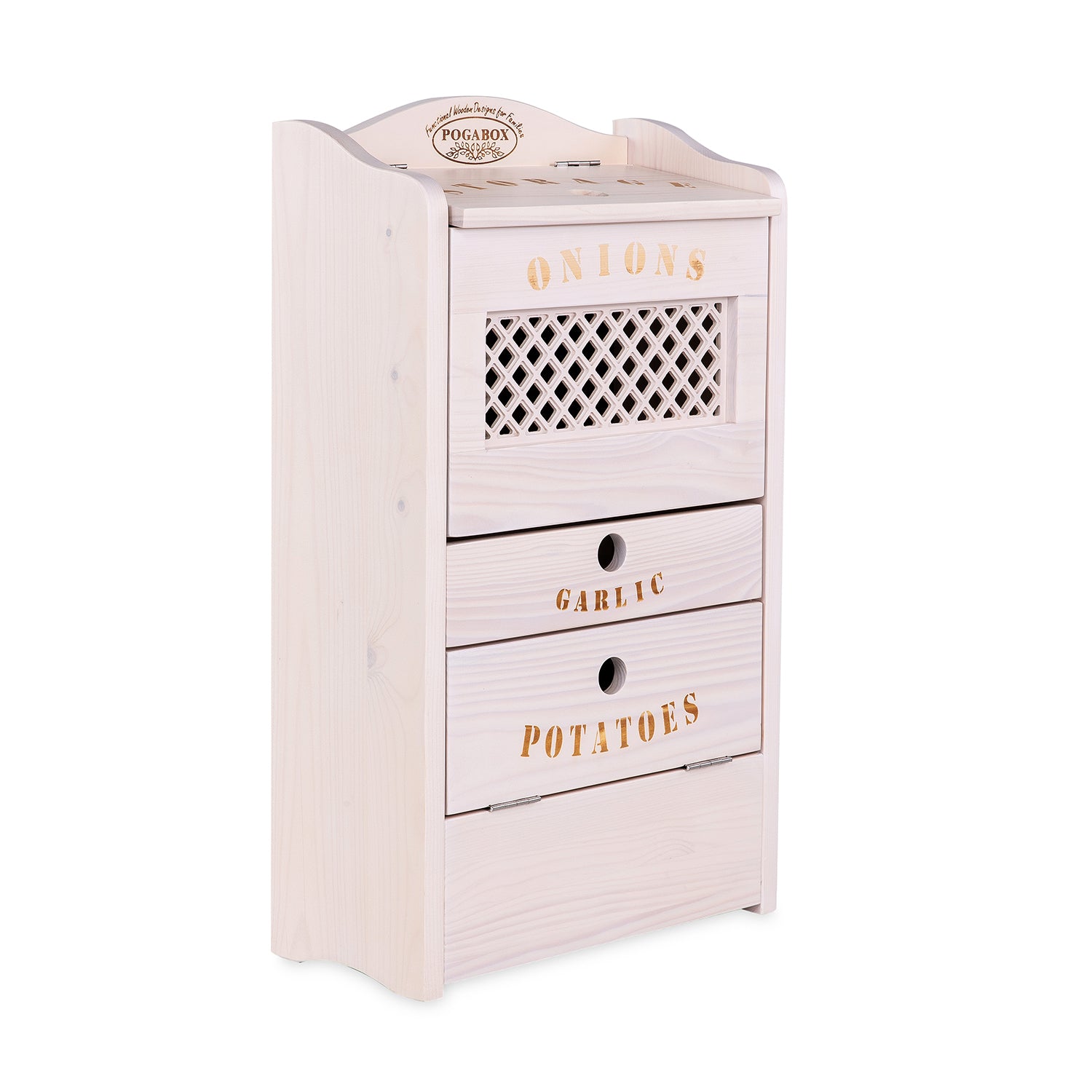 POGABOX™ Classic Potato Onion and Garlic Storage Wooden Bin Box PINE